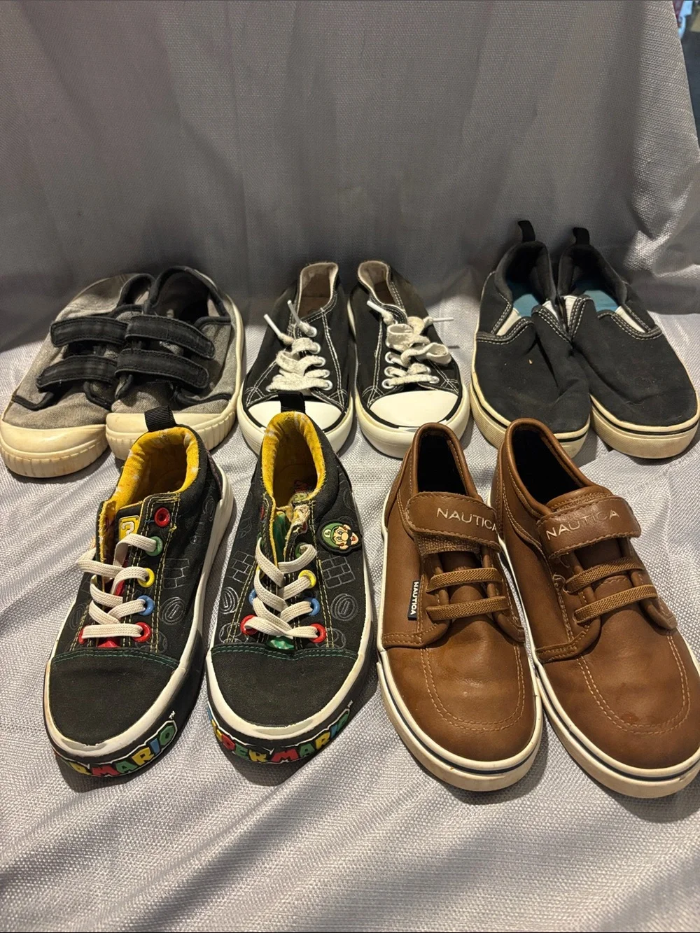 Five pairs little boys shoes size 12